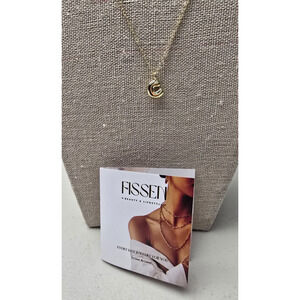 Fissen Gold Tone Bubble Letter C Necklace 18” Chain Initial Pendant Adjustable